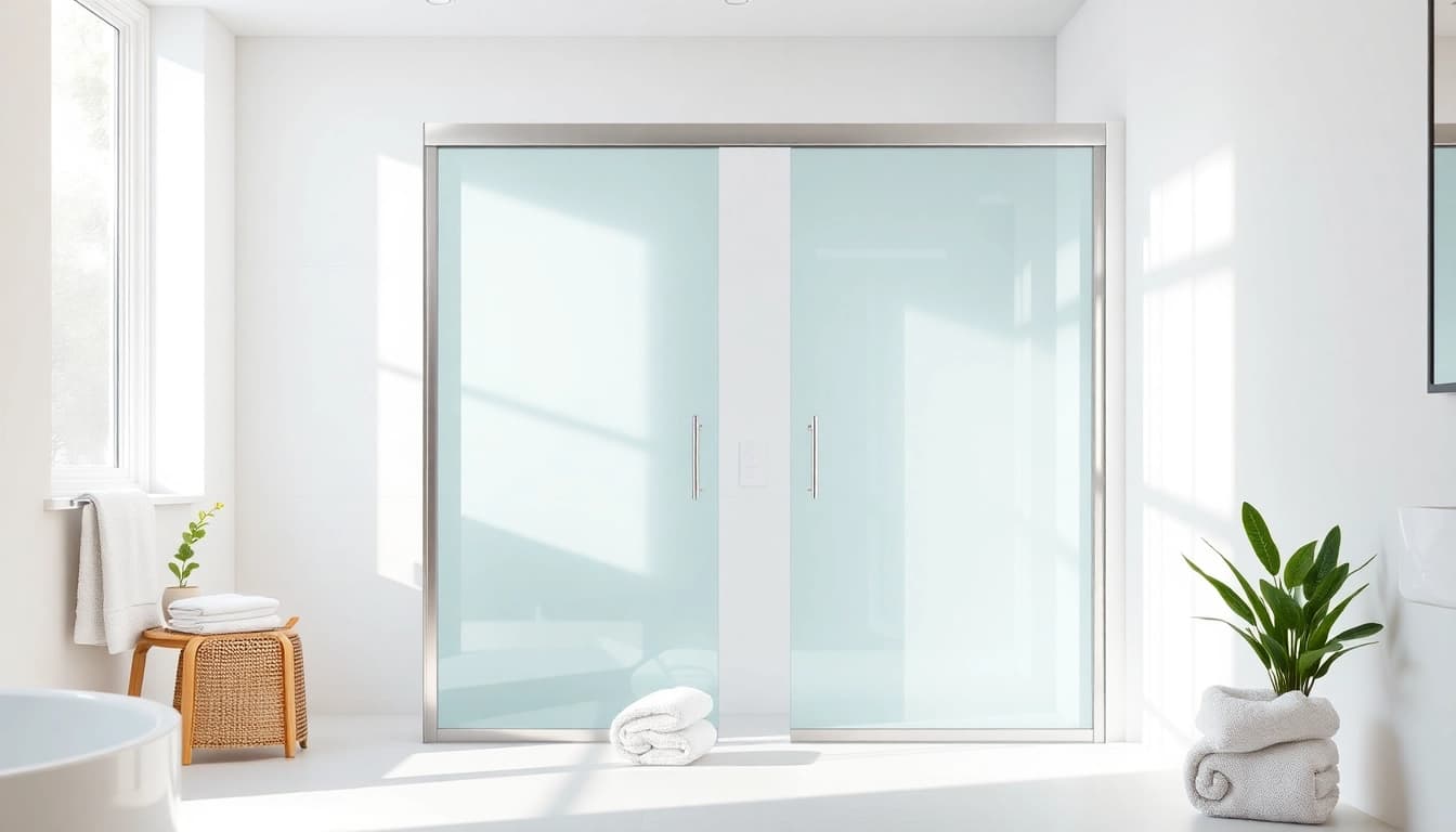 Stylish shower sliding doors in a modern bathroom adding elegance and functionality to the design.