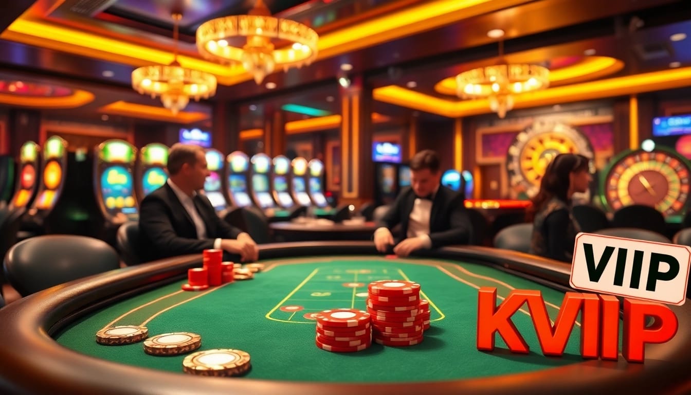 Experience exclusive VIP gambling at KJC VIP with vibrant casino excitement and luxury decor.