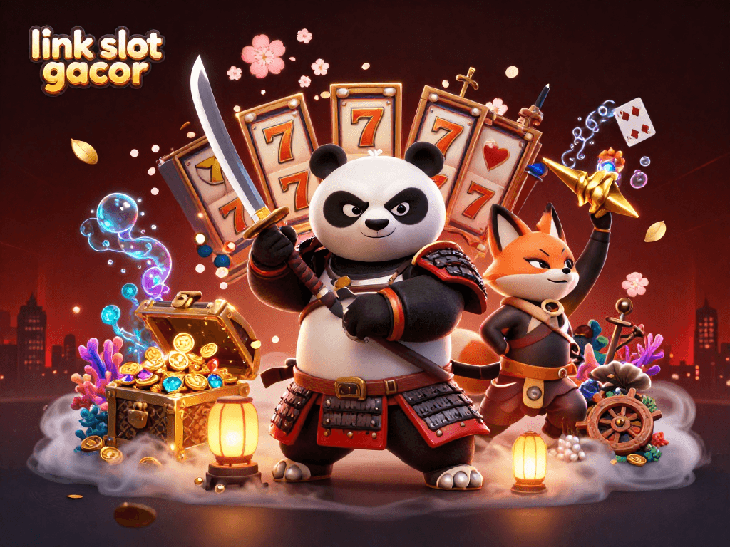 Experience the thrill of link slot gacor with exciting 3D samurai panda and ninja fox in action.
