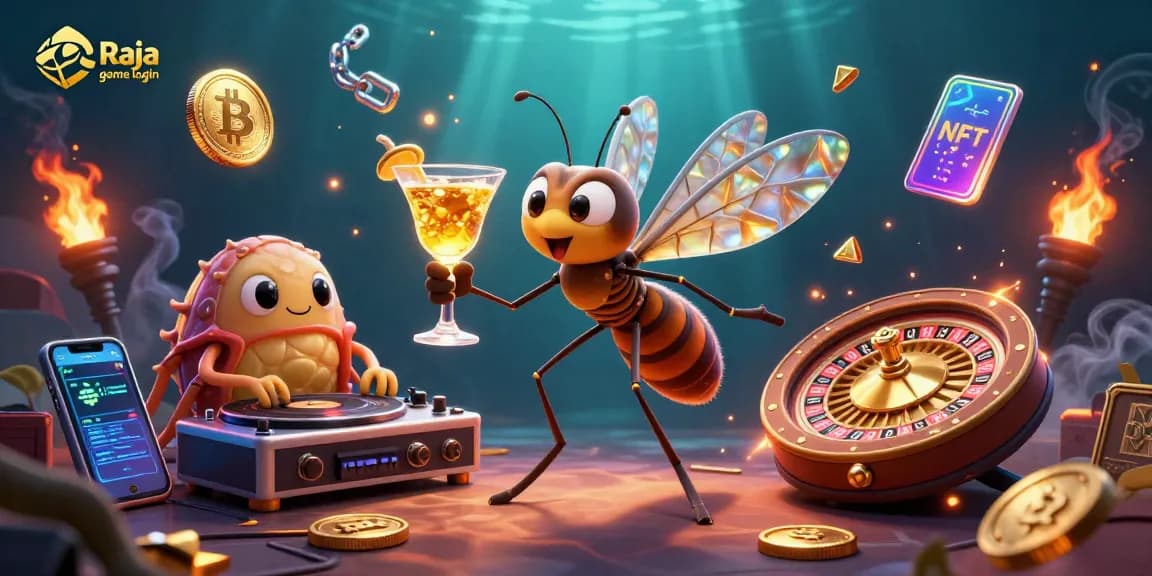Engage with fair gameplay at Raja game login, featuring vibrant casino-themed cartoon characters.