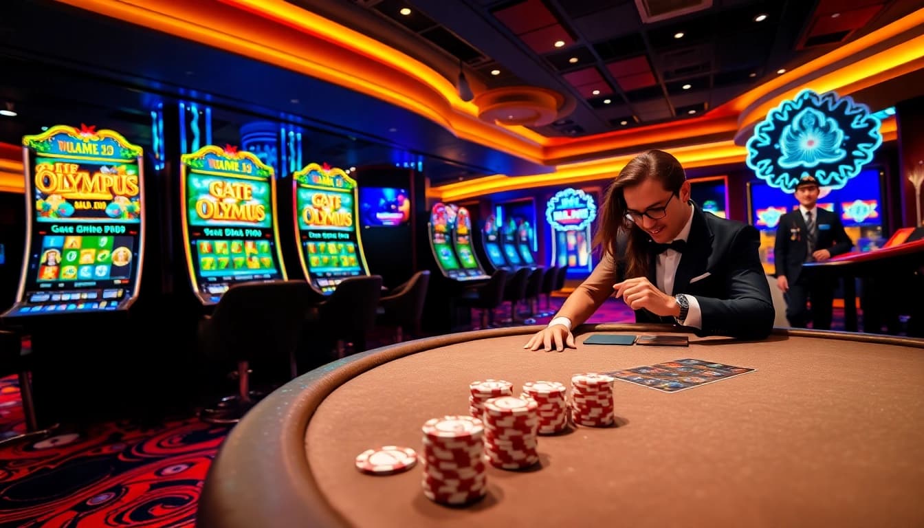 Experience idnslot online gaming with vibrant casino visuals and engaging slot machines.
