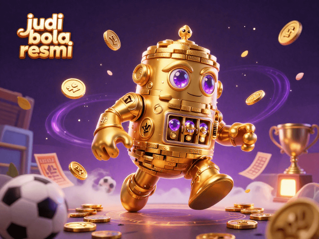 Engage with judi bola resmi through an exciting illustration of a golden golem and dynamic betting elements.