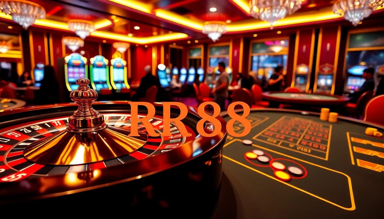 Experience thrilling gaming at RR88 with vibrant slot machines and premium casino tables.