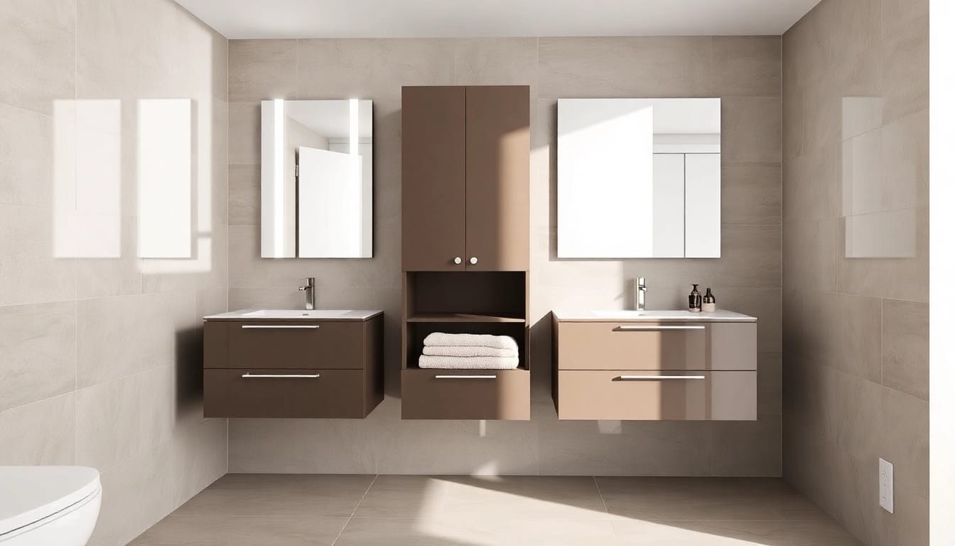 Erlebe den eleganten sonni Spiegelschrank mit sanfter Beleuchtung und modernem Design.
