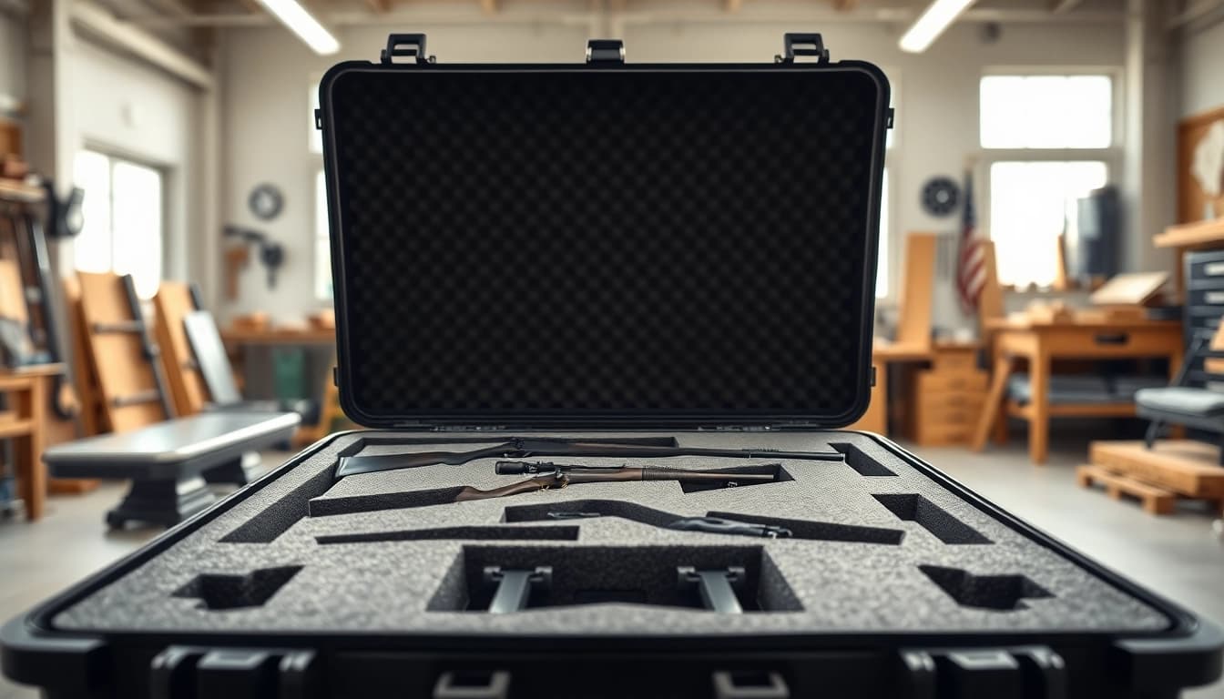 Organized foam for rifle case showcasing custom inserts for maximum protection and fit.