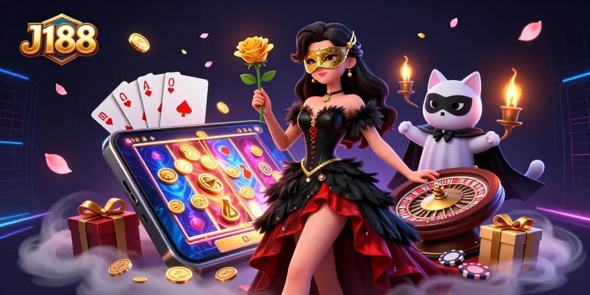 Engage with J188's exciting gaming experience featuring vibrant slots, poker, and thrilling casino elements.