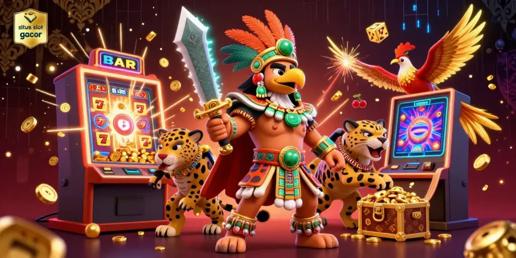 Menggandakan kombinasi agen situs slot gacor dengan pahlawan Aztec dan mesin slot berkilauan.