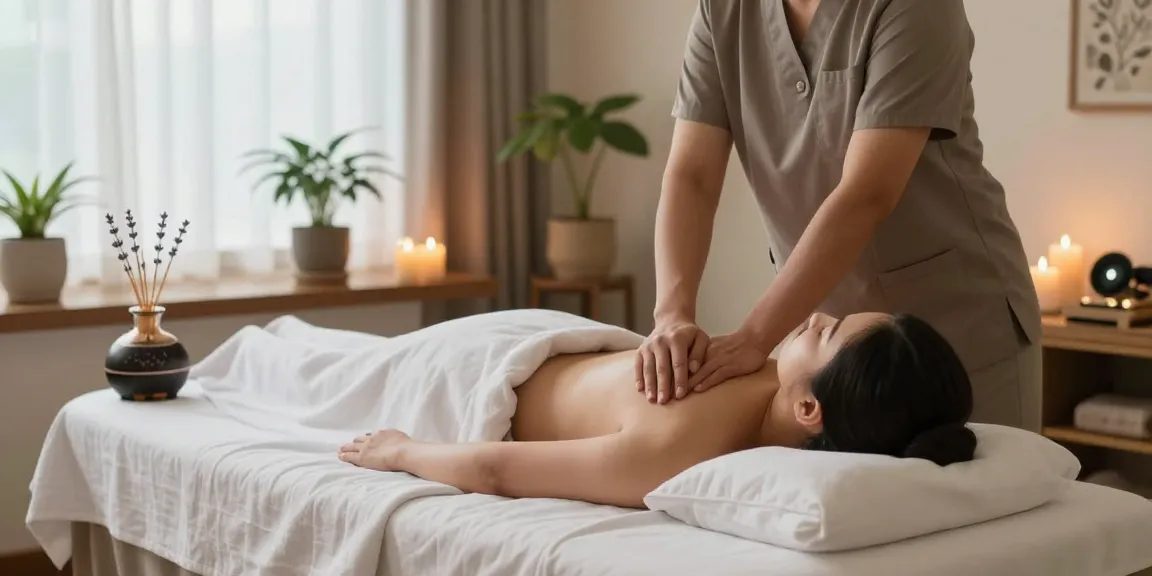 마포스웨디시 massage therapy session in a tranquil wellness studio.