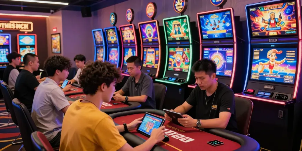 Exciting gaming scene highlighting luxury333 gaming experience with players using multiple devices.