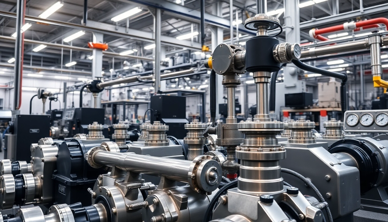Visual representation of fluid power systems featuring hydraulic components and pneumatic valves in an industrial setting.