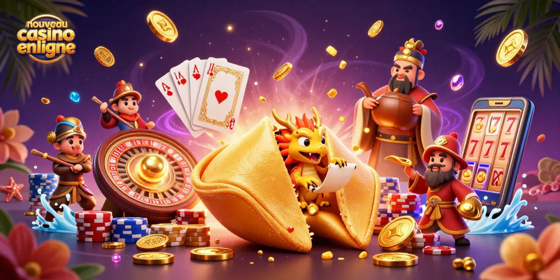 Admirez un vibrant nouveau casino en ligne avec un dragon sage et des pièces dorées flottantes.