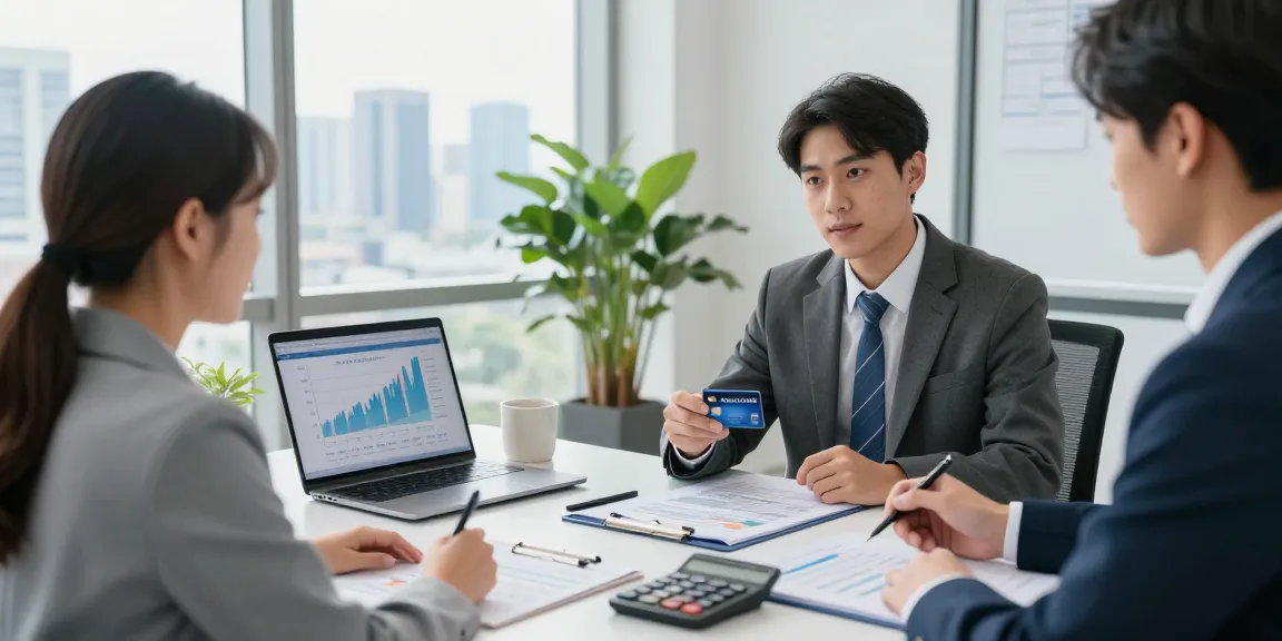 Consulting session on 신용카드현금화 methods in a professional office setting.