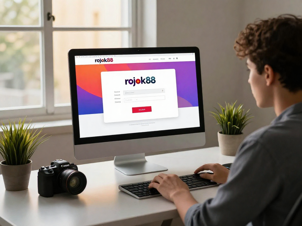 User engaging with rokok88 login interface on a modern workspace.