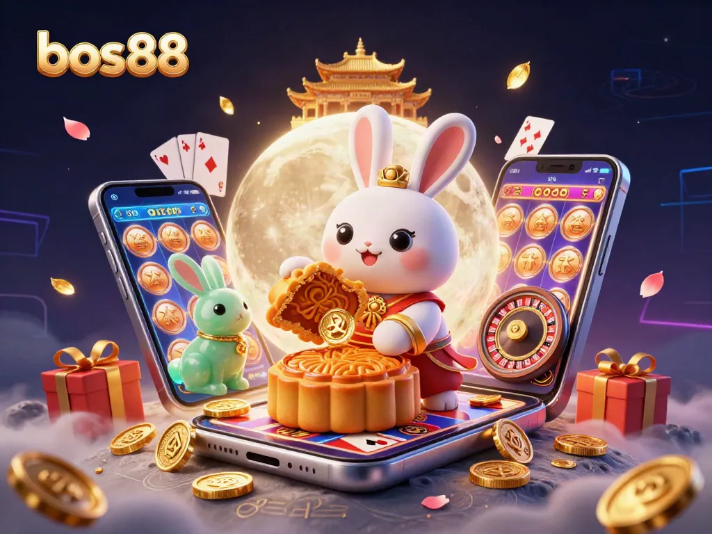 Bermain di bos88 dengan karakter kelinci bulan dan permainan kasino yang menyenangkan.