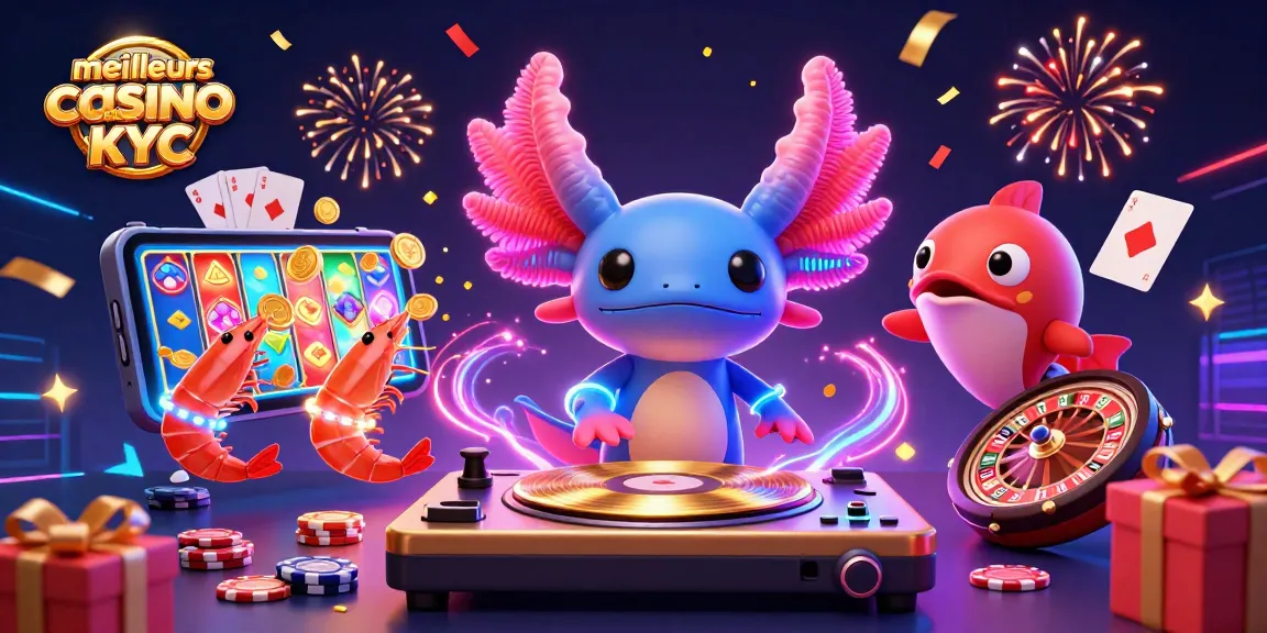 Visualisez les meilleurs casino sans KYC avec des personnages animés et des éléments de jeu dynamique.