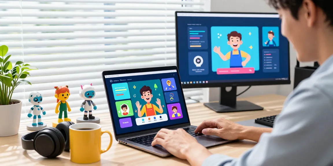 Engaging AI character chat on a modern laptop, crushon feature highlighted in a dynamic workspace.