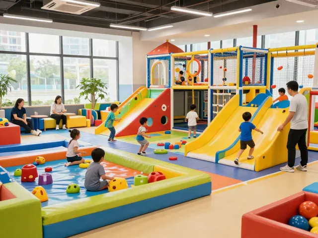 Kids enjoying safe play areas at rokok88 indoor playground, vibrant and colorful zones.