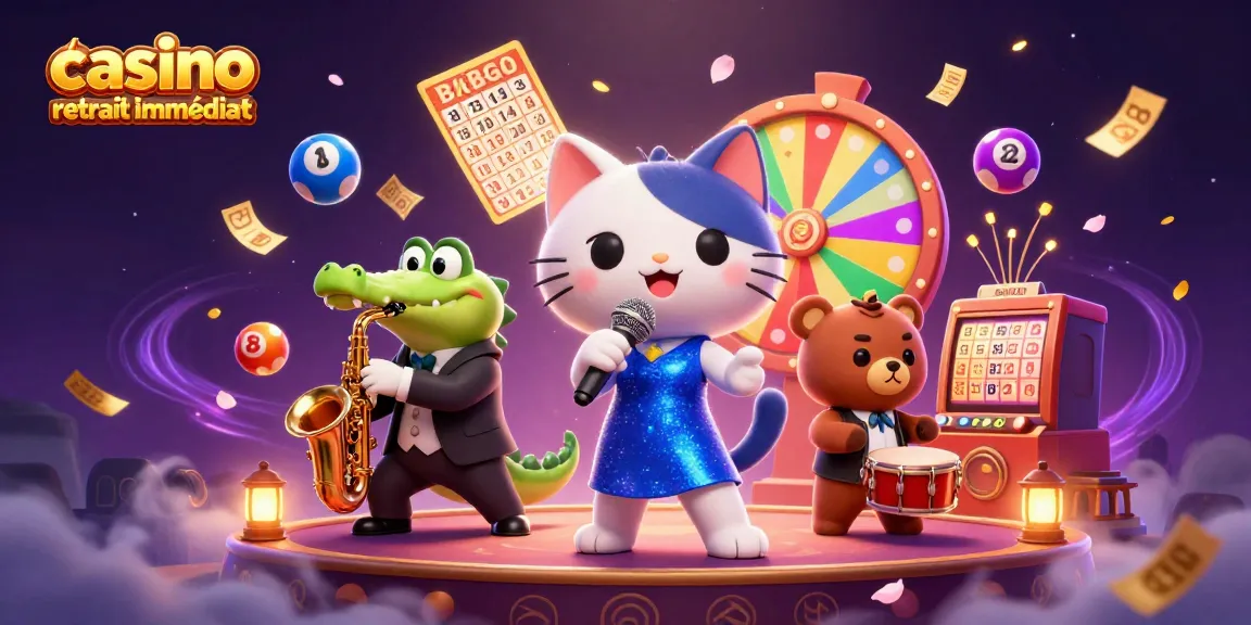 Plongez dans l'univers captivant du casino retrait immédiat avec un chat chanteur, un crocodile saxophoniste et un ours cub de batterie.