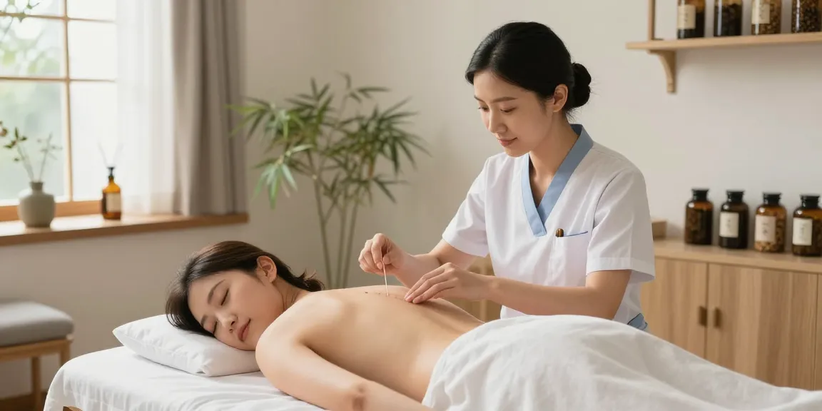 Experiencing acupuncture at 영통한의원, a tranquil wellness clinic focused on holistic health.