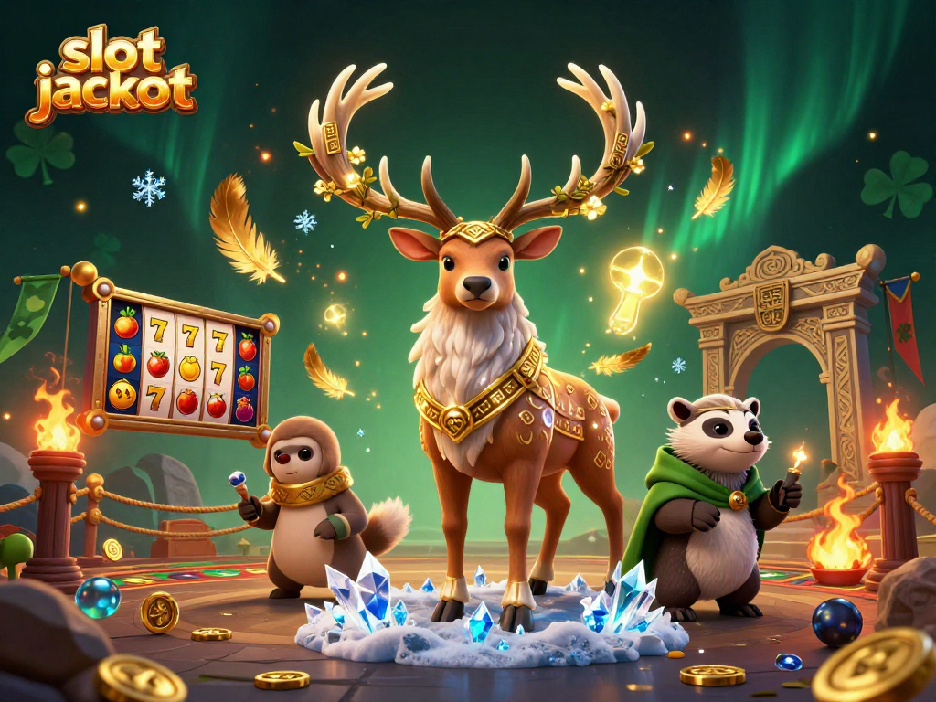 Spin the slot jackpot with lucky symbols and vibrant characters in an exciting casino scene