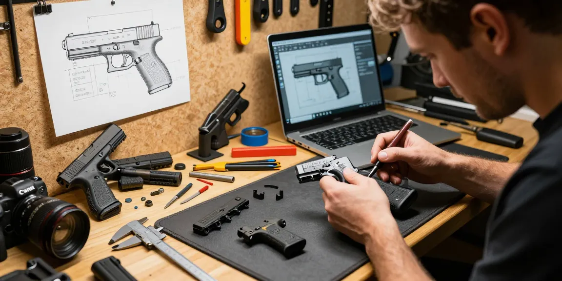 Customizing Glock slides at https://precisionglockslides.com in a dynamic workshop.