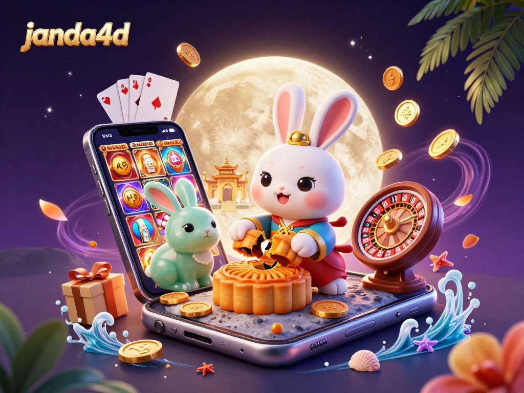 Janda4D menyuguhkan pengalaman bermain slot yang seru dengan ilustrasi kucing bulan tradisional dan elemen game.