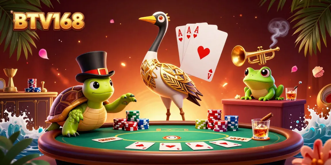 Experience vibrant BTV168 action at a lively casino with unique characters and detailed gaming elements.