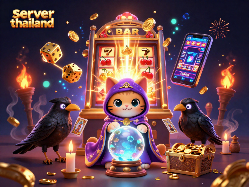 Engage with the exciting world of casino games at server thailand featuring vibrant slot machines and mystical characters.