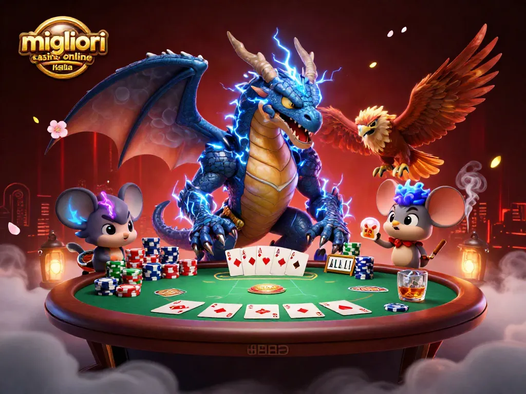 I migliori casino online Italia in un'illustrazione vivace di giochi di poker, slot e divertimento.