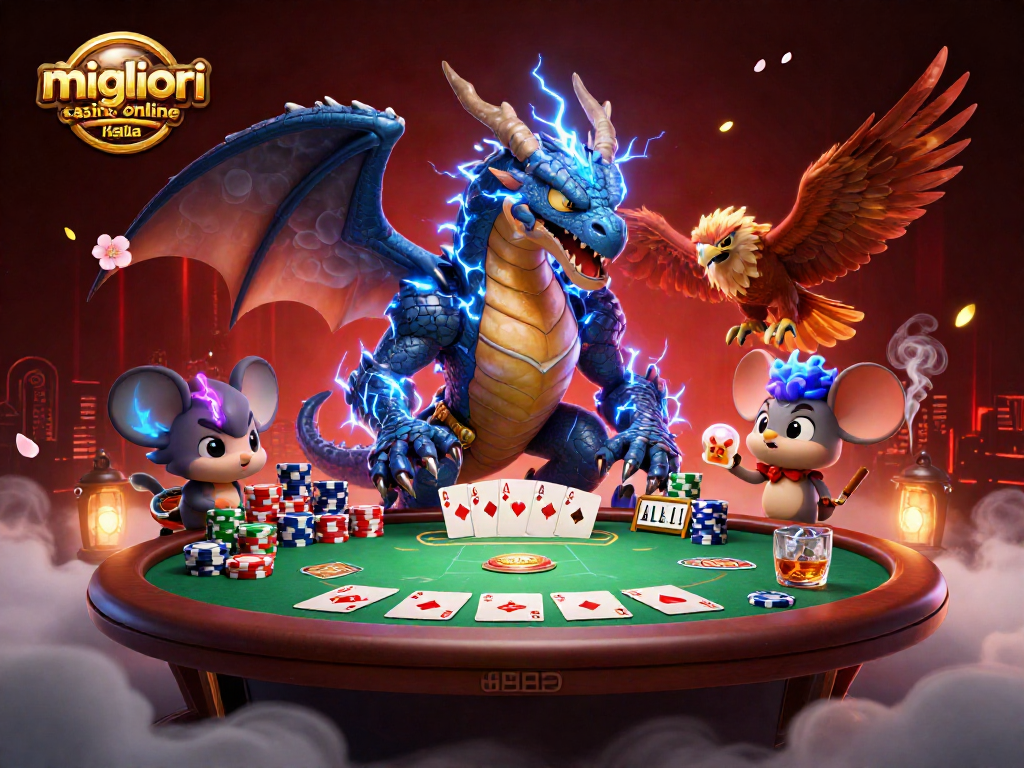 I migliori casino online Italia in un'illustrazione vivace di giochi di poker, slot e divertimento.