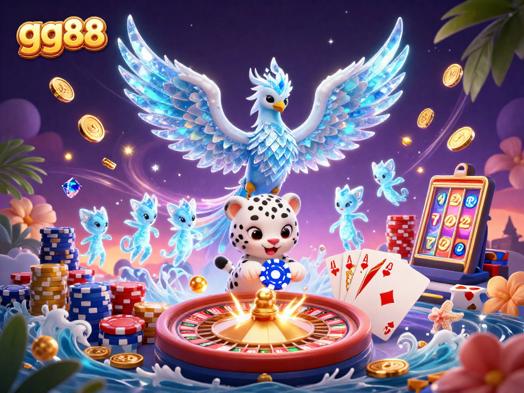 Experience thrilling gg88 cockfighting action in a vivid, animated 3D illustration featuring unique characters.