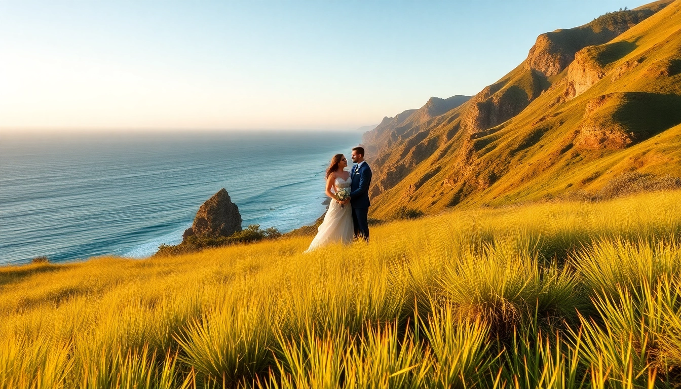 Couple embracing during a Big Sur wedding photography session amidst breathtaking coastal scenery.