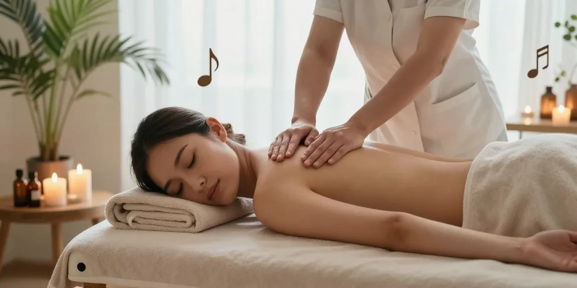 Relaxing Swedish massage in serene spa environment with soothing candles and plants