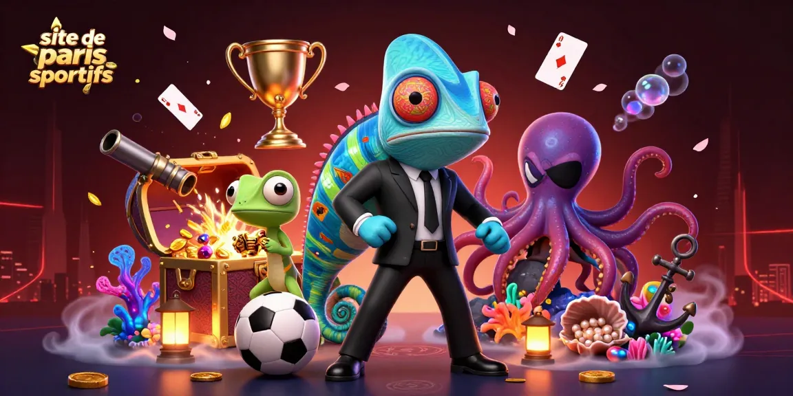 Pariez sur le site de paris sportifs avec des personnages de jeu colorés et des éléments de casino captivants.