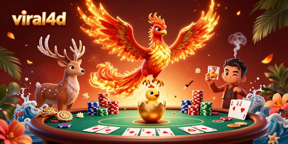 Experience excitement at viral4d with vibrant poker action in a lavish 3D casino setting.