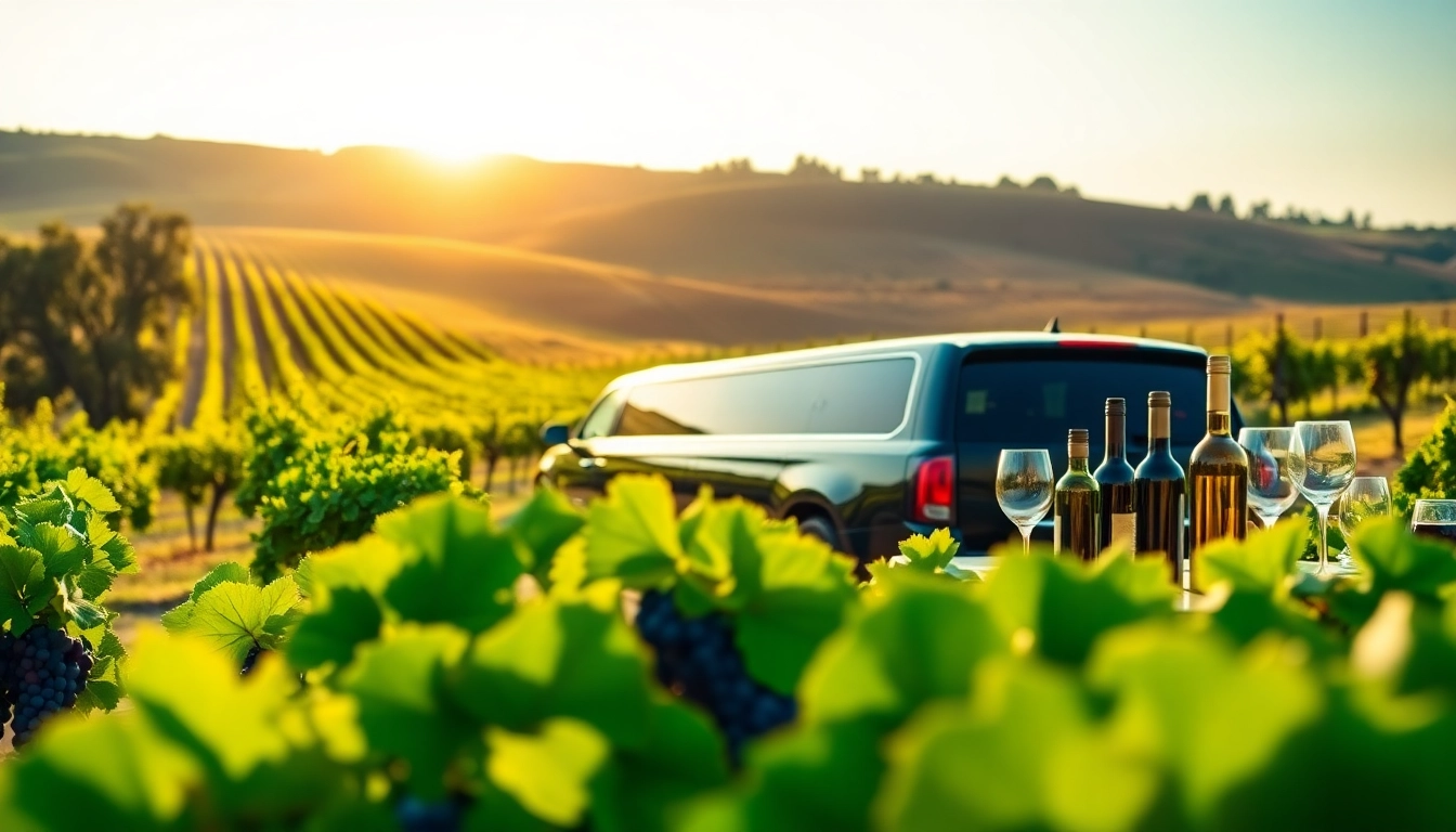 Enjoy limo wine tasting tours with a luxurious limousine amidst beautiful vineyards.