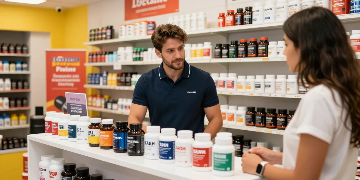 Customer exploring quality products at Driada Medical Shop featuring anabolic steroids and health supplements.