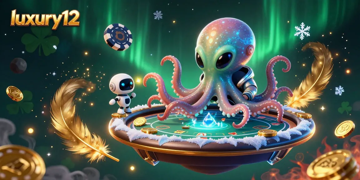 Experience luxury12's thrilling gaming scene with a cosmic octopus & poker action.