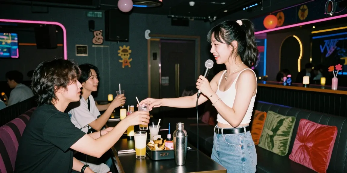 밤알바란, 노래방에서 일하는 여성의 생동감 넘치는 모습과 고급스러운 분위기