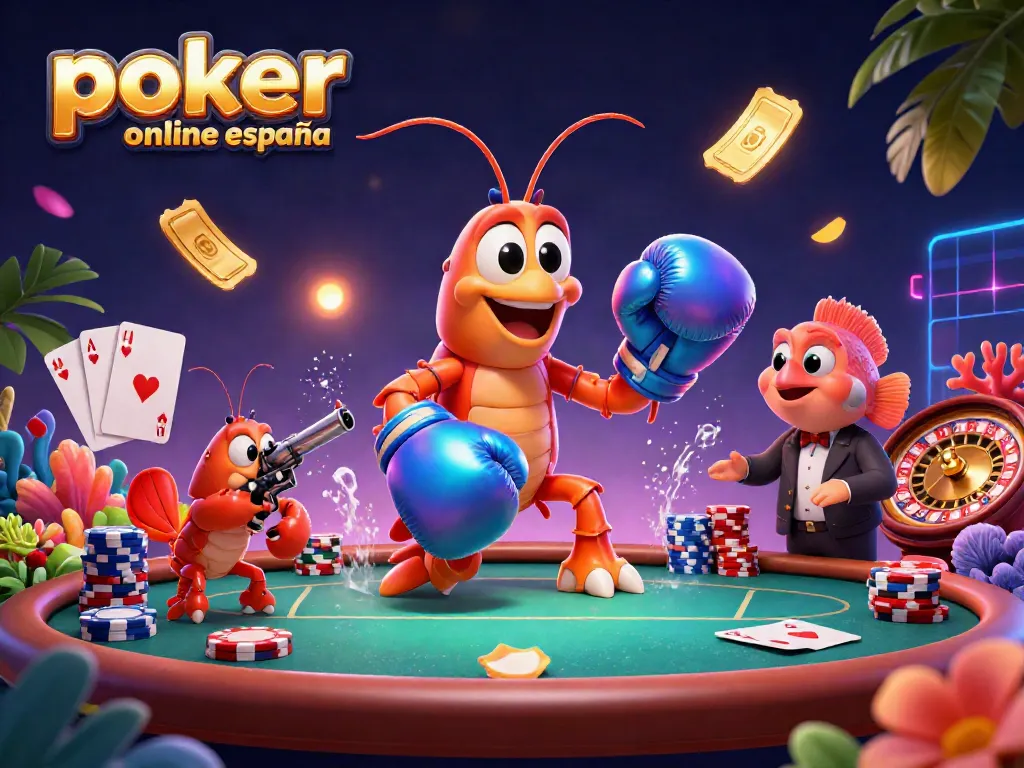 Juega al póker online España con los mejores personajes en una escena vibrante llena de emoción.