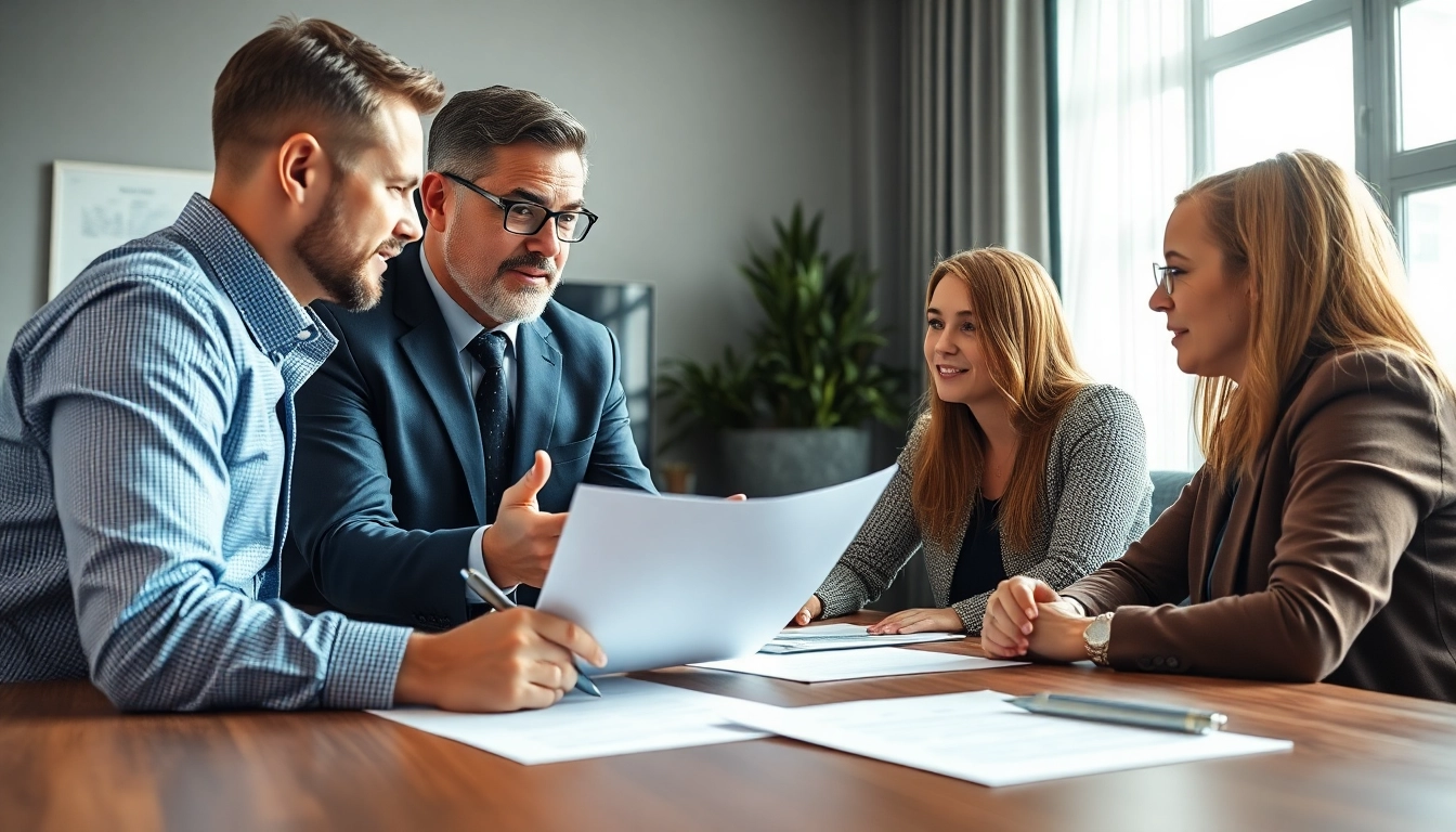 Truck accident attorney Clearwater consulting clients in a professional office setting.