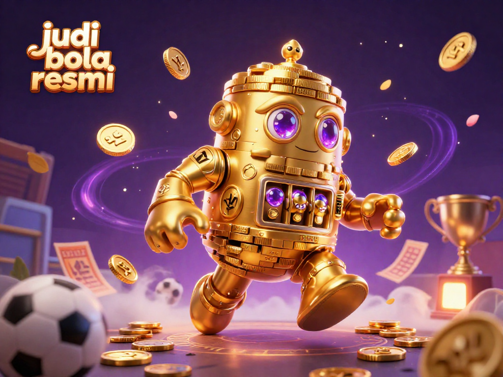 Engage with judi bola resmi through an exciting illustration of a golden golem and dynamic betting elements.