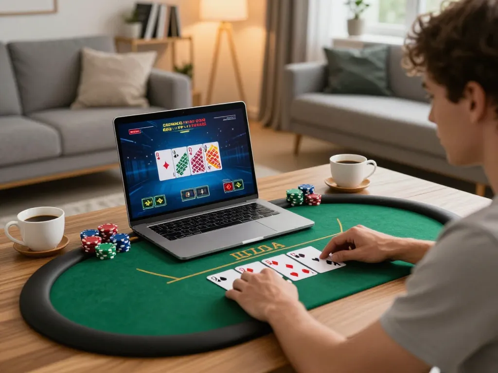 Player navigates the hidden wiki while placing strategic bets in a warm home gaming setup