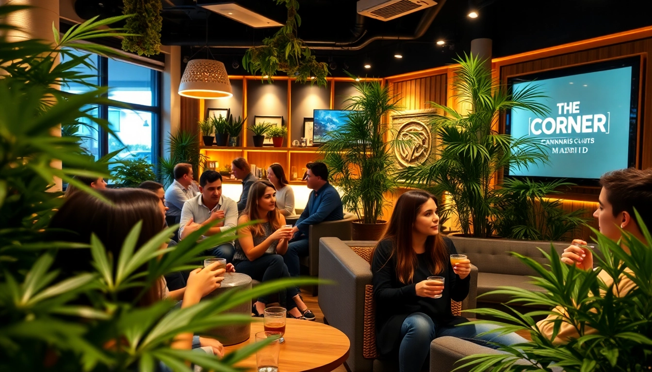 Rencontre amicale à The Corner Cannabis Club Madrid avec un espace agréable et une atmosphère détendue.