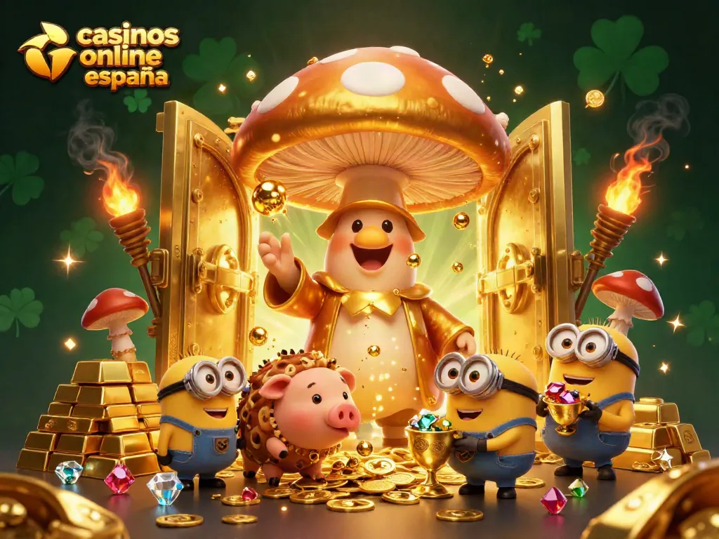 Juega en los mejores casinos online España con luces y tesoros en una escena mágica.