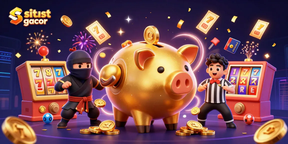 Experience exciting gameplay with situs slot gacor, featuring vibrant 3D characters, golden coins, and dynamic slot elements.