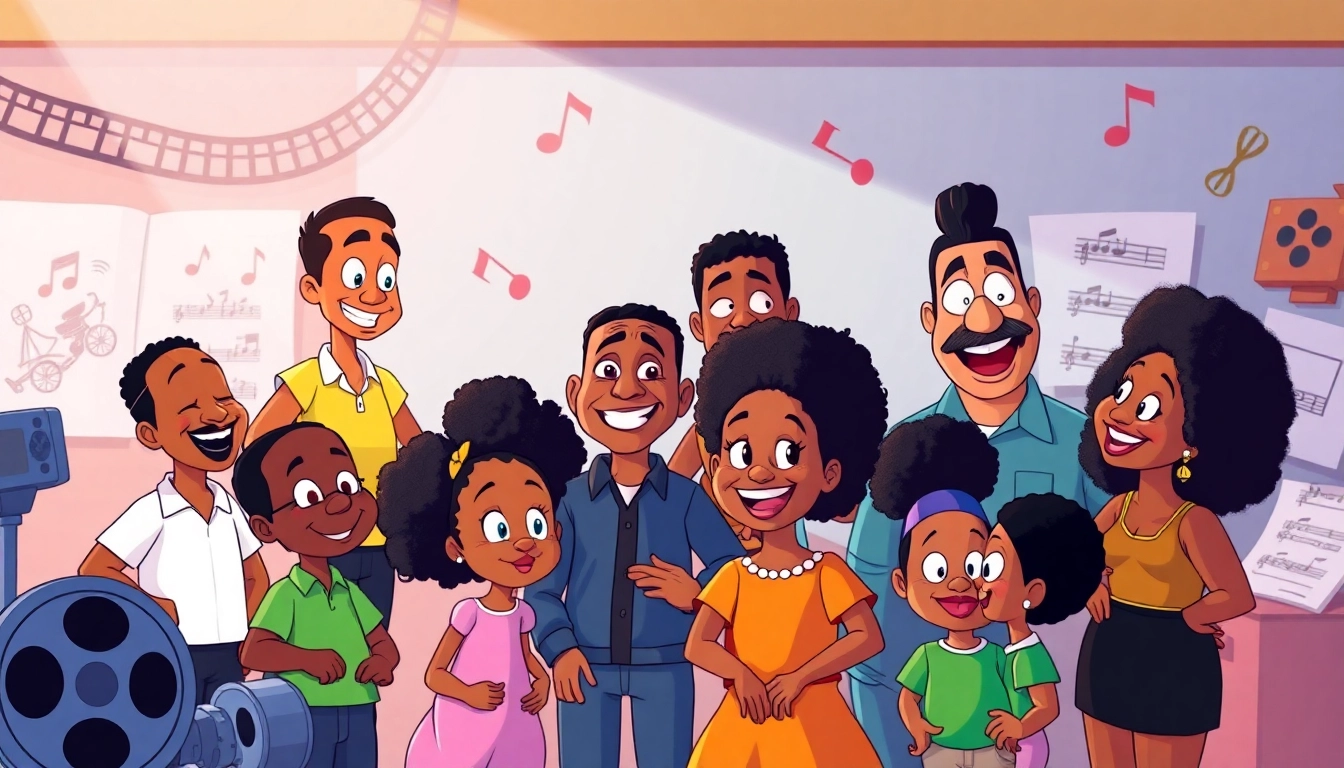 A dynamic illustration of African American Cartoons featuring iconic characters celebrating diversity and representation in animation.