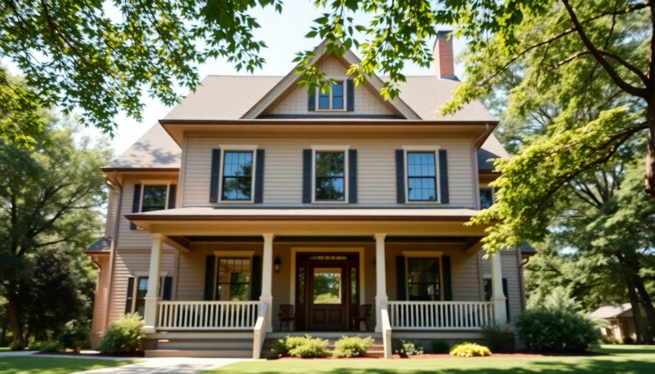 A stunning Winchester Foursquare Revival home featuring intricate architecture and beautiful landscaping.