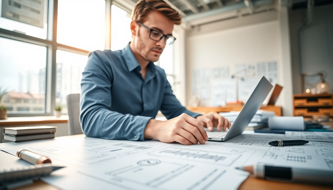 Engaged professional creating comprehensive Technical Documentation Services in a modern office.