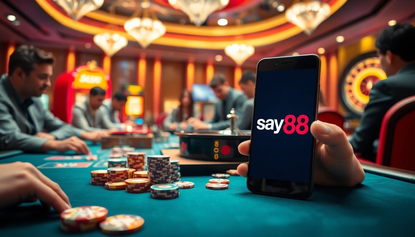 Experience top-tier gaming at say88 with poker chips and a vibrant casino atmosphere.